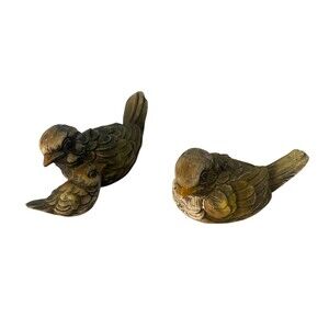 Vintage Resin Bird Figurines Single Bird, Bird & Baby Chick Marked B.L. Italy